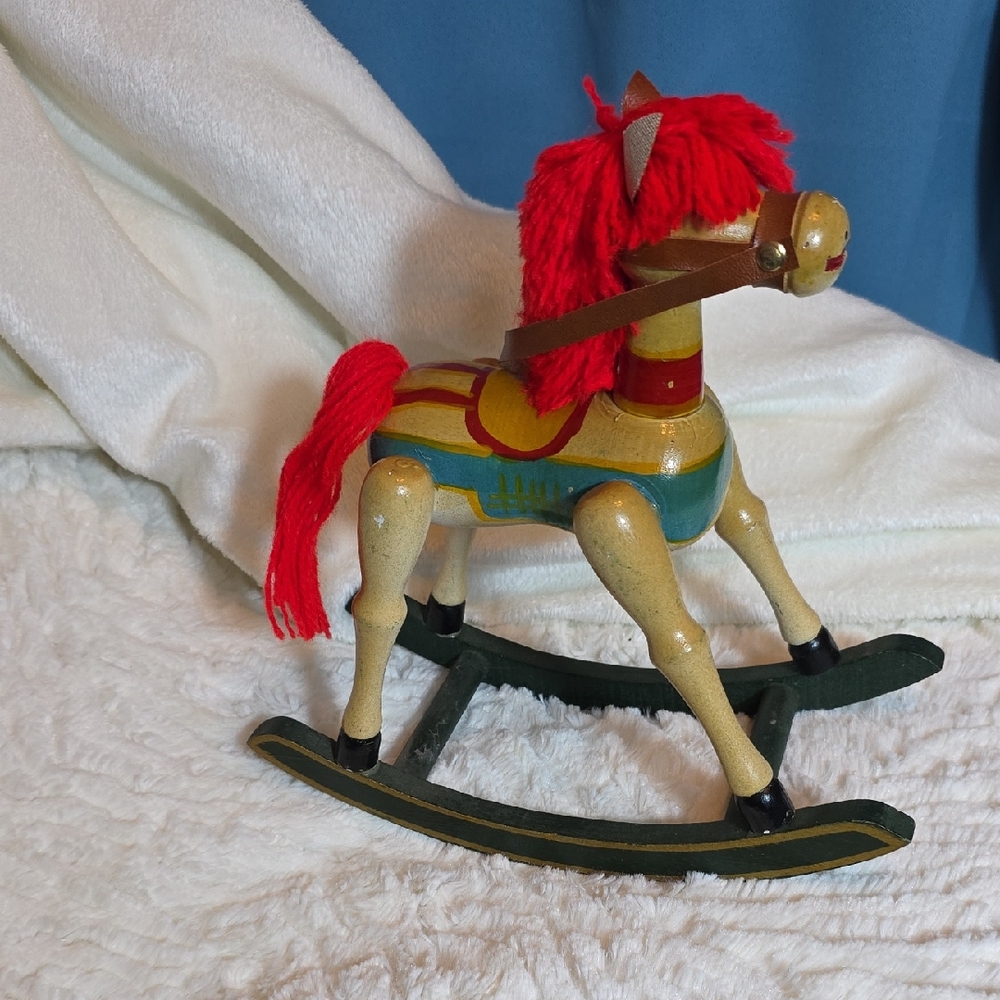 Vintage Style Rocking Horse with Red Mane